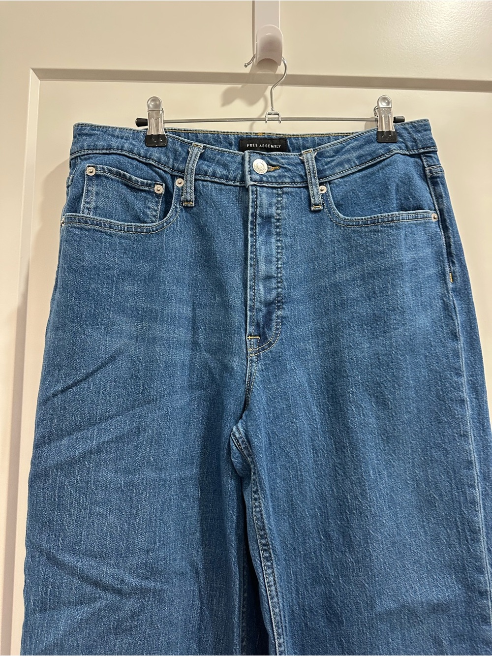 Free Assembly Denim High-Rise Wide Leg Jeans in Medium Blue 12 Curve Plus Size